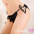 浪漫蓓蕾-蕾絲綁帶透氣性感內褲-黑
